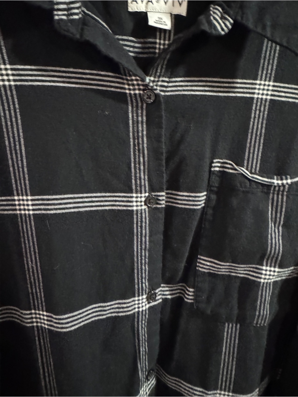 Ava & Viv Black Shirt with White Windowpane Plaid - Picture 3 of 6